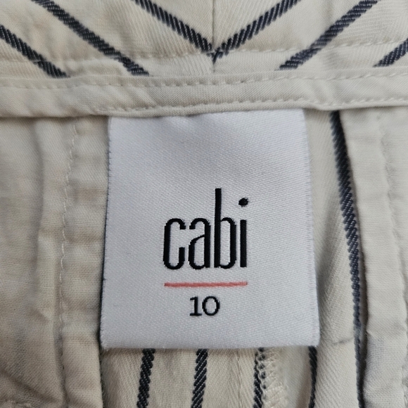 CAbi Wide Legged Cropped Striped Pants Sz 10 - Picture 9 of 10